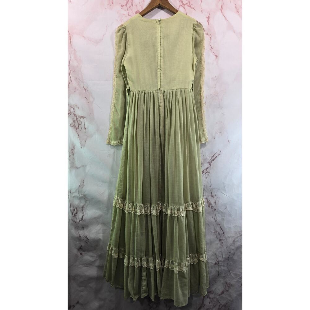 Vintage Peasant Dress Women XS Green Prairie Cottagecore Jessica Gunne Sax - Picture 7 of 16